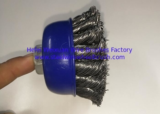 China 75MM OD Twist Knotted Wire Cup Brush Carbon Steel Wire Material With M10*1.5 Nut supplier