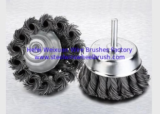China 6mm Shank Knotted Wire Cup Brush 20mm Wire Length 3 Inch OD Fit Weld Cleaning supplier