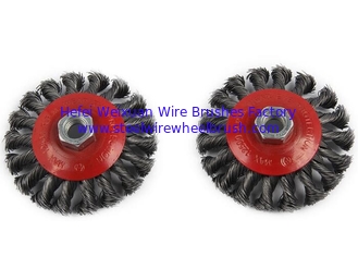 China Durable Knotted Wire Bevel Brush Strong Steel Wires Fits M14 Angle Grinders supplier