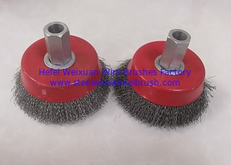 China 10cm Dia Spindle Mounted Angle Grinder Wire Brush / Crimped Wire Brush With Hex Shaft supplier
