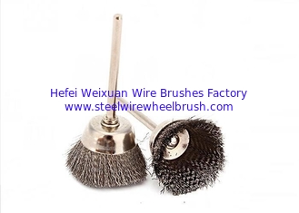 China 3Mm Shank Steel Wire Cup Brush / Rotary Steel Wire Miniature Cup Brushes 16mm OD supplier