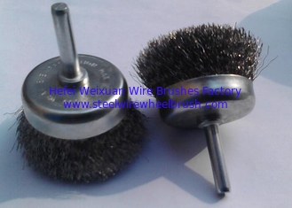 China 3 Inch Stem Mounted Stainless Steel Cup Brush / Crimped Cup Brush For Edge Blending supplier
