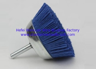 China 75 MM OD Mounted Blue Nylon Cup Brush , Abrasive Cup Brush For Remove Paints supplier