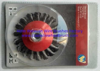 China High Performance Knotted Wire Cup Brush Red Cup Color For Cleaning Spot Welds supplier
