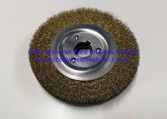 China Brass Coated Crimped Wire Descaling Brush / Buffing Wire Brush 150 X 25.4 X 20MM supplier