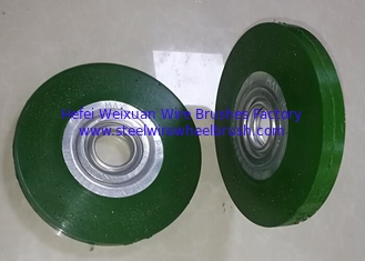 China Green Encapsulated Rubber Wheel Brush Plastic Bonded 152mm For Cleaning Battery supplier
