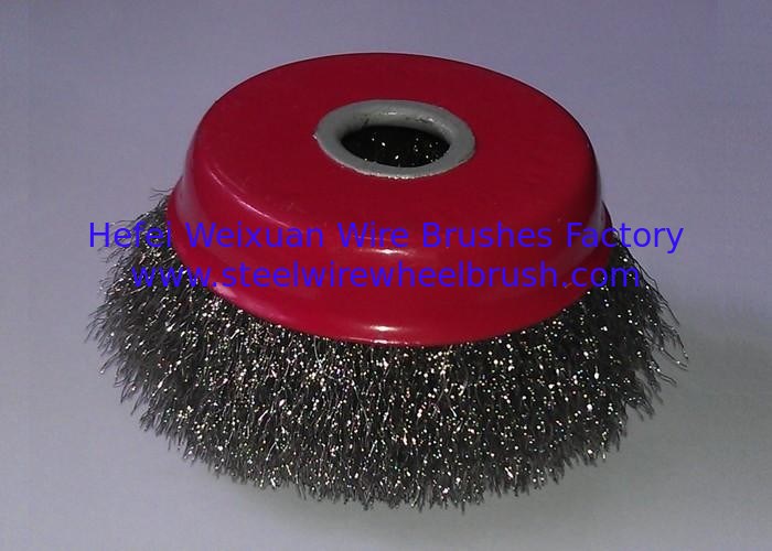 100mm OD Fine Crimped Wire Cup Brush , Rotary Steel Wire Brushes For