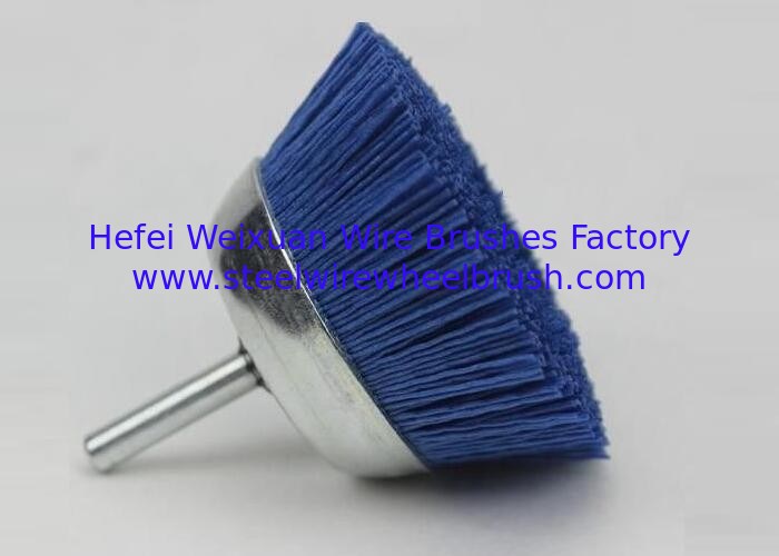 75 MM OD Mounted Blue Nylon Cup Brush , Abrasive Cup Brush For Remove