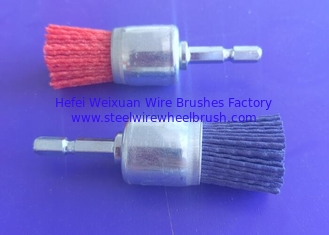 China Clean Sand Nylon Abrasive End Brush 25mm Outer Diameter With 6mm Hex Shank supplier