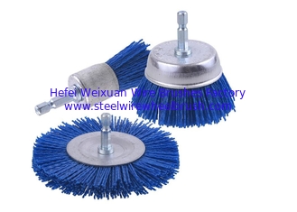 China Blue Color Abrasive Nylon Wheel Brush Silicon Carbide Filament Drill Brush supplier