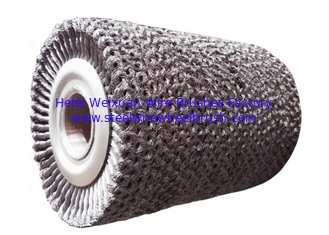 China 12 Inch OD Multi-Layer Twisted Wire Roller Brush for Fast Rust Removal supplier