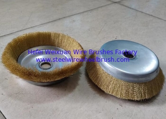 China Siliver Color Cup 6 Inch Crimped Steel Wire Cup Brush for Removing Paint supplier