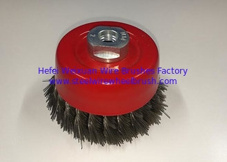 China 4 Inch OD Durable Knotted Wire Cup Brush 30mm Wire Length With Semi Twisted supplier