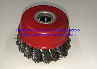 China 3 Inch OD Twisted Knotted Wire Cup Brush 16mm Inner Hole For Removing Paint supplier