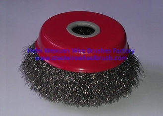 China 100mm OD Fine Crimped Wire Cup Brush , Rotary Steel Wire Brushes For Removal Rust supplier