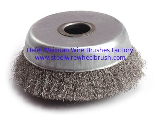 China Weld Cleaning Steel Crimped Wire Cup Brush 304 SS Material And 16mm Inner Hole supplier