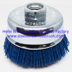 China Non - Sparking Filament Nylon Abrasive Cup Brush , Blue Nylon Cup Brush supplier