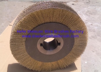 China Narrow Face 300mm Brass Wire Wheel / Brass Wire Brush Wheel With Double Keyseat supplier