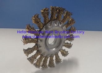 China Bronze Knotted Wire Wheel Brush / Twist Knot Wire Brush With 16mm Arbor Hole supplier