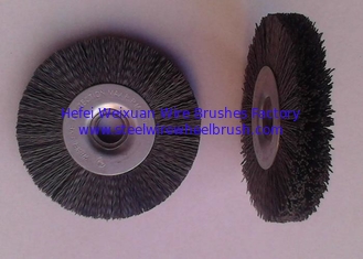 China 100 Mm OD Round Abrasive Nylon Bristle Brushes 55mm Middle Plate 10mm Face Width supplier