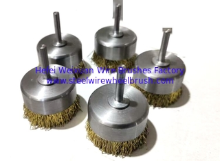 China 3 Inch Fine Shaft Mounted Cup Brushes Crimped Wire for Edge Blending supplier