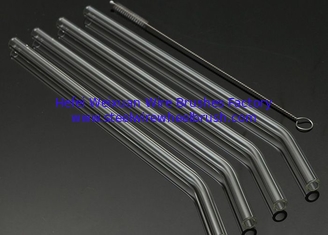 China 5 Pcs Reusable Bent Glass Tube Drinking Straw Sucker Cleaning Brush supplier