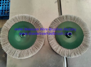 China Heavy Duty Face Width 200mm Brass Coarse Wire Wheel Wire Brush For Cleaning Rust supplier