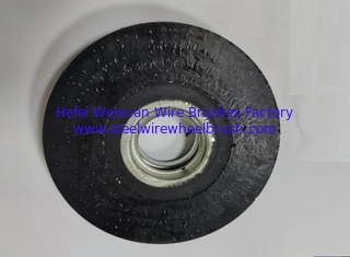 China 6 Inch Black Color Polyflex Encapsulated Wide Face Crimped Wire Wheel Brush supplier