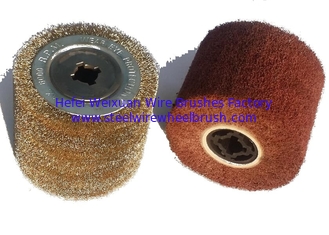 China Wood Sanding Metal Brushes Roller 120X100mm / Steel Wire Brush Wheel Roller supplier