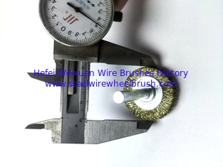China Hot Selling 32mm Diameter Brass Wire Mounted Wheel Wire Brush with 6mm Shank supplier