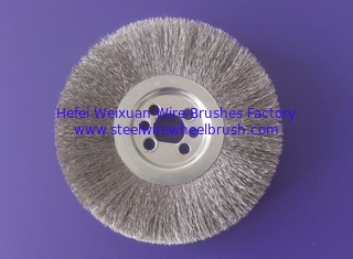 China Industrial 170mm Crimped Stainless Steel Wire Brush Wheel with Half Round Keyway supplier