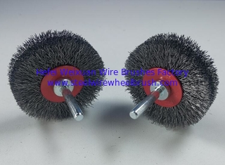 China Hot Selling 63mm Diameter Mounted Crimped Steel Wheel Brush with Shank 6mm supplier