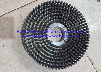 China Metal Base 7 Rows Silicon Carbide Bristle Nylon Staple Set Disc Brushes 250MM Diameter supplier