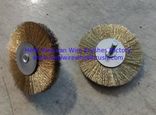 China Hot Selling 75mm Crimped Brass Wire Rust Removal Cleaning Brush with Shank 6mm supplier