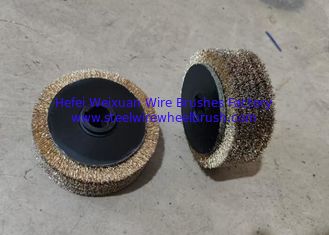 China 6 Inch Brass Coated Steel Wire Wheel Brush 150 OD with Double Keyseat supplier
