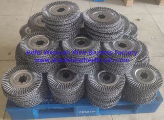 China High Resistance 300mm OD Twisted Wire Wheel Brush for Metal Tube Rust Removal supplier