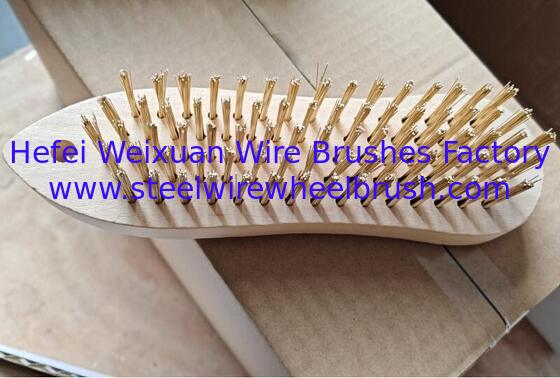 China Wood Hand Held Copper Plated Wire Cleaning Brush for Seafood Fish supplier