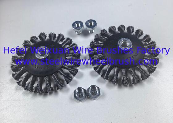 China 5-Inch Knot Twisted Conical Wire Bevel Wheel Brush with 5/8"-11 Thread for Heavy Duty Weld Slag Rust Paint Removal supplier