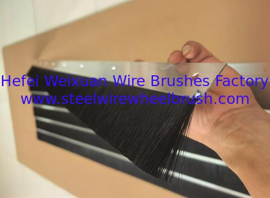 China Garage Door Metal Channel Black Color Nylon Bristle Strip Brushes for Dust Containment supplier