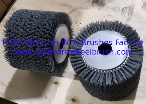 China 10 Inch Diameter Hard Alloy CBN Tool Edge Passivation Abrasive Wire Roller Brush with Hex Hole supplier