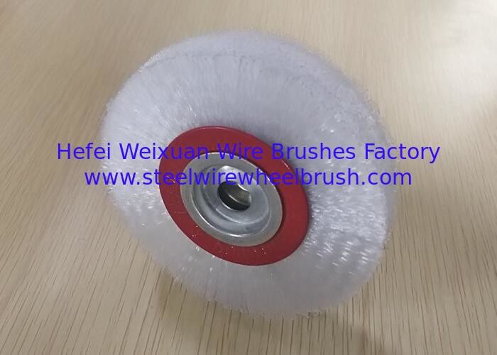 White Color Abrasive Nylon Wheel Brush / Nylon Sanding Wheel 12.7mm Inner Hole