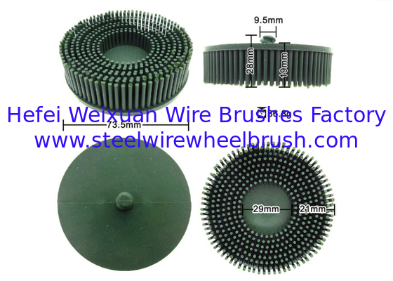 Green Bristle Brush Disc 3 Inch Rubber Abrasive Brush for Burr Rust supplier