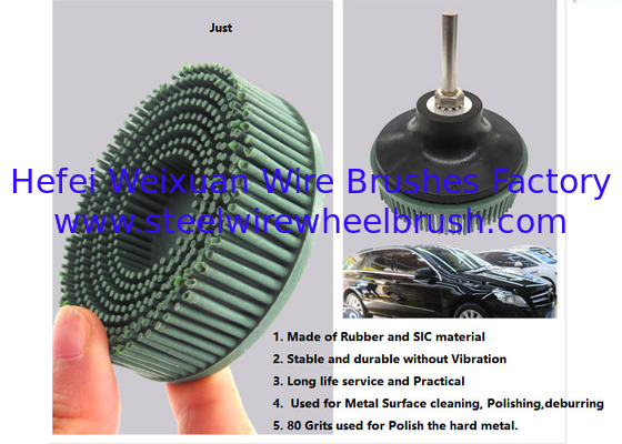 Green Bristle Brush Disc 3 Inch Rubber Abrasive Brush for Burr Rust supplier