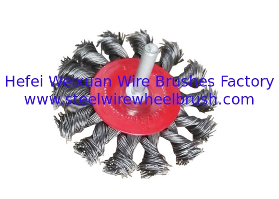 High Performance Twist Knot Wire Flat Brush 75mm With 6mm Shaft supplier