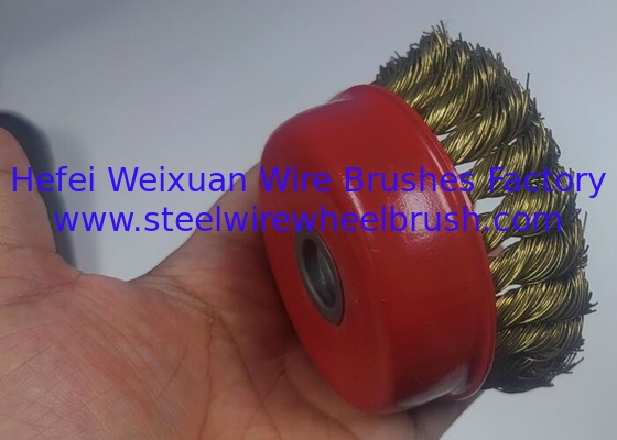 4 Inch OD Twisted Knot Copper Wire Cup Brush 16mm Inner Hole For Removing Paint supplier