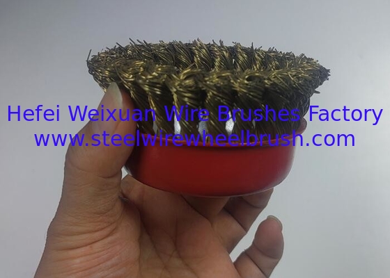 4 Inch OD Twisted Knot Copper Wire Cup Brush 16mm Inner Hole For Removing Paint supplier