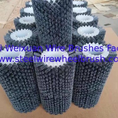 Abrasive Nylon Bristle Zig Zag Connection Roller Brushes For Wood Polishing supplier