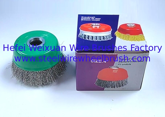 Stainless Steel Wire 100mm Crimped Wire Cup Brush for Rust and Paint Removal supplier