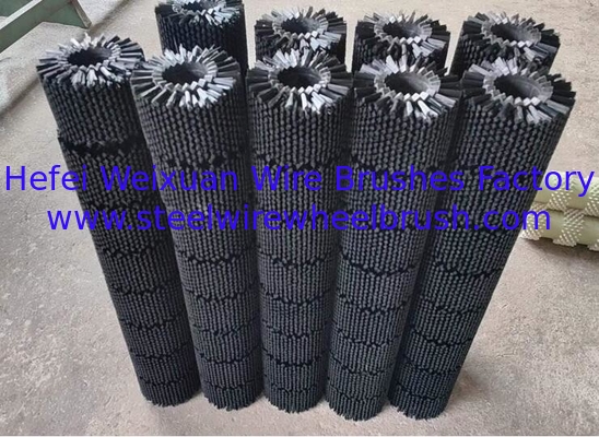 Abrasive Nylon Bristle Zig Zag Connection Roller Brushes For Wood Polishing supplier