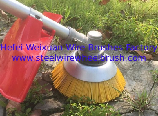 Yellow Bristle Brushcutter Head 8 Inch Nylon Weed Brush , Road Sweeper Brushes supplier